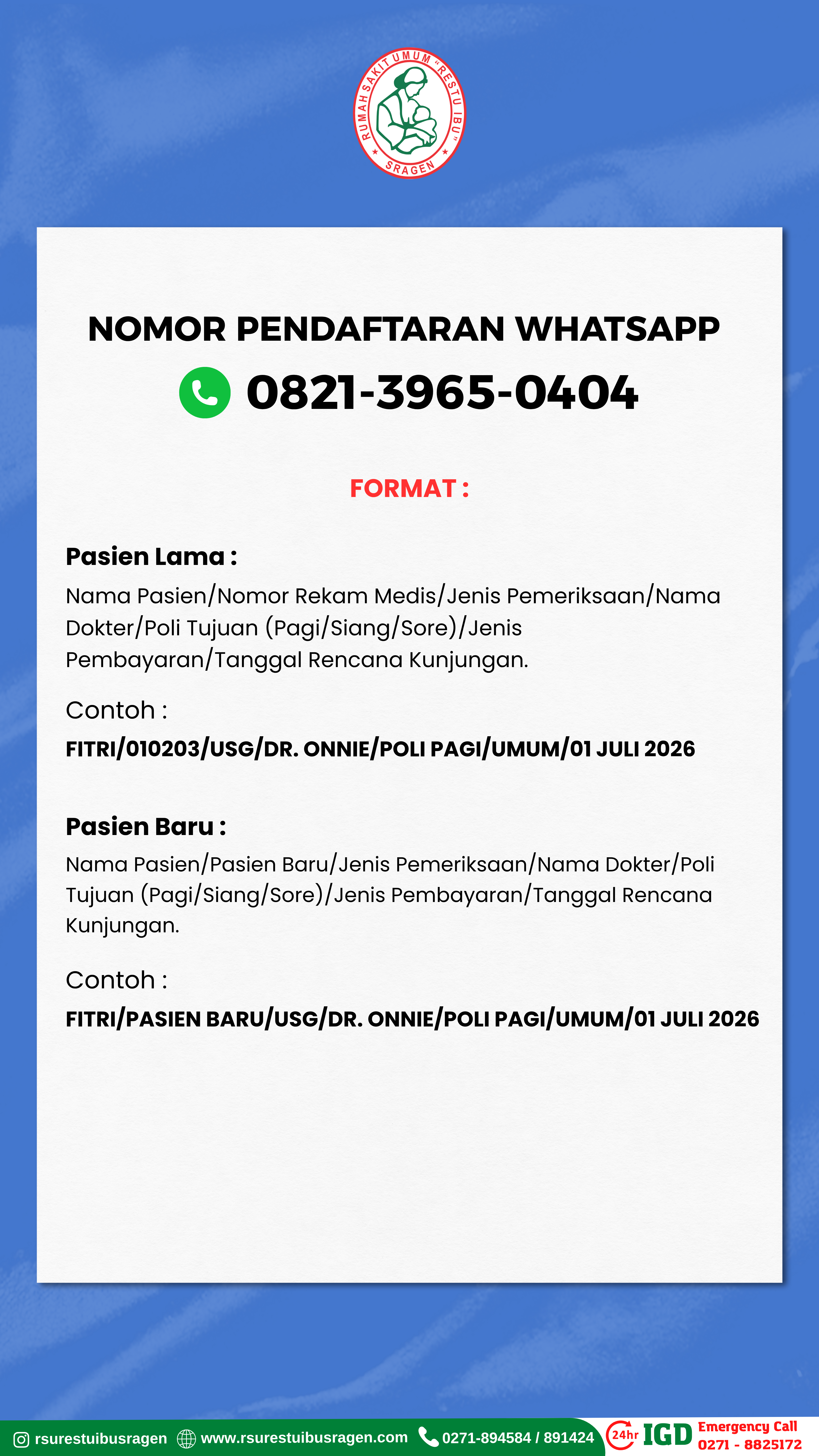Pendaftaran Via Whatsapp